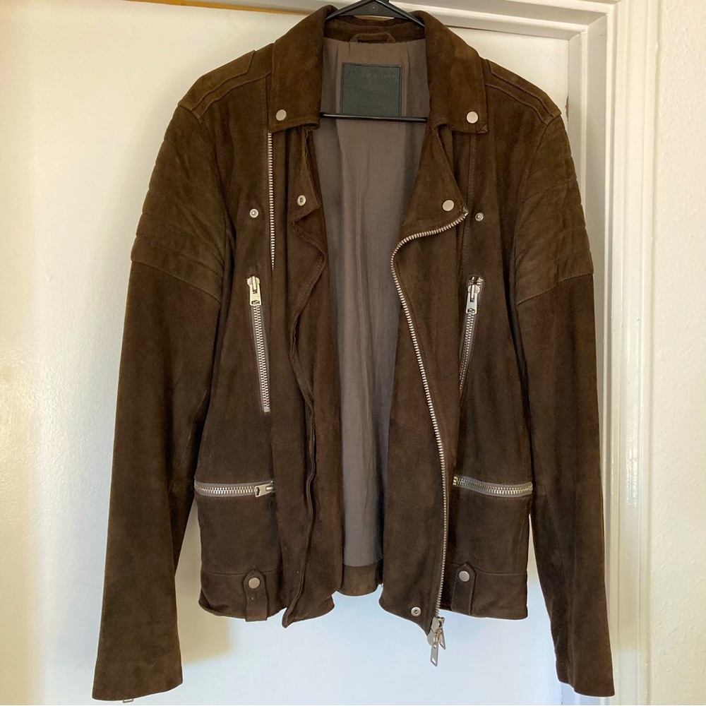 Allsaints Brown Suede Biker Jacket